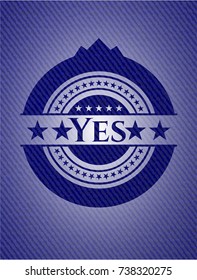 Yes badge with denim texture