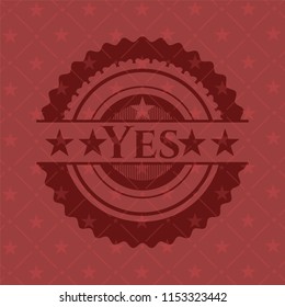 Yes badge with red background