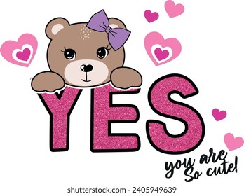 yes bear graphic tees for girl design