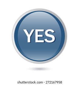 yes blue glossy web icon