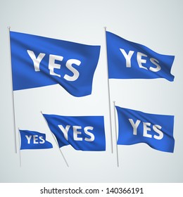 Yes - blue vector flags. A set of wavy 3D flags created using gradient meshes. EPS 8 vector
