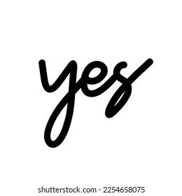 yes ,brush calligraphy, Handwritten ink lettering. Hand drawn design elements,Vector typography quote isolated on white background ,Vector illustration EPS 10