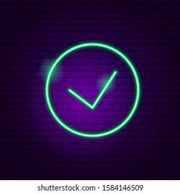Yes Button Neon Sign. Vector Illustration of User Interface Promotion.