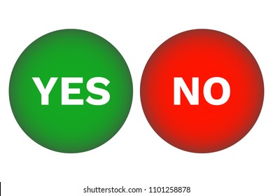 YES button and NO button. Green and red. Vector icon.