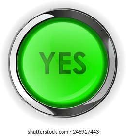 YES button, round green shiny icon