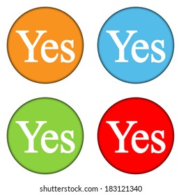 Yes buttons set on white background.