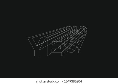 Yes Calligraphic 3d Style Text Vector illustration Design.