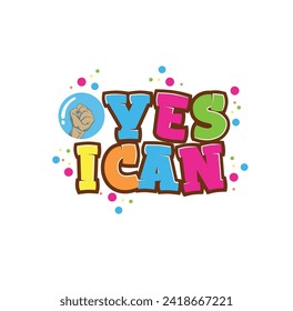 Yes i  can. Hand drawn lettering phrase. hand clanched. Vector illustration. Tshirt or etc