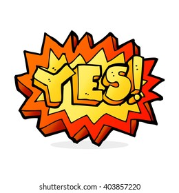 yes cartoon text symbol