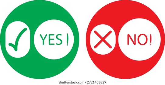 Sí Marque la casilla y no los símbolos cruzados. Sí no icono.  Icono verde del sí. Rojo sin icono. Verde en el conjunto de signos