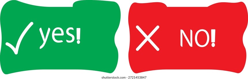 Sí Marque la casilla y no los símbolos cruzados. Sí no icono.  Icono verde del sí. Rojo sin icono. Verde en el conjunto de signos