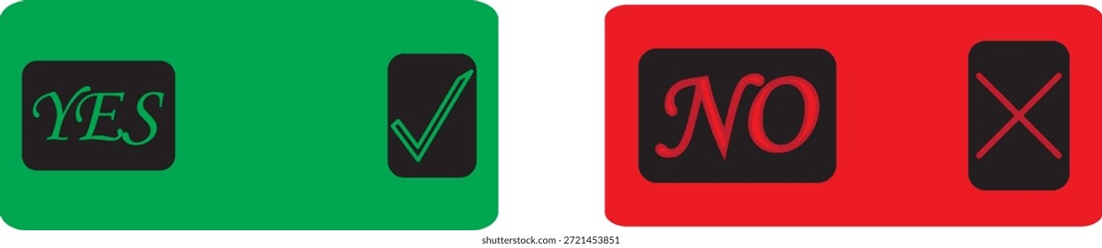 Sí Marque la casilla y no los símbolos cruzados. Sí no icono.  Icono verde del sí. Rojo sin icono. Verde en el conjunto de signos