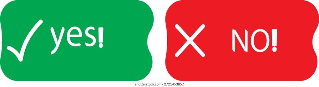 Sí Marque la casilla y no los símbolos cruzados. Sí no icono.  Icono verde del sí. Rojo sin icono. Verde en el conjunto de signos