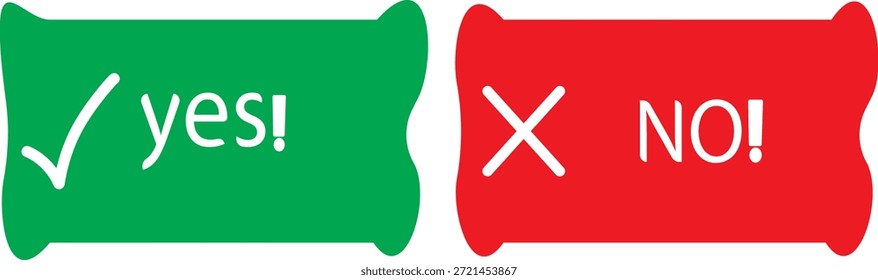 Sí Marque la casilla y no los símbolos cruzados. Sí no icono.  Icono verde del sí. Rojo sin icono. Verde en el conjunto de signos