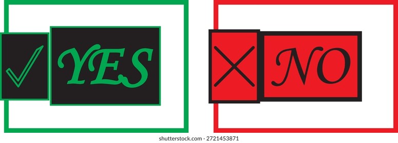 Sí Marque la casilla y no los símbolos cruzados. Sí no icono.  Icono verde del sí. Rojo sin icono. Verde en el conjunto de signos