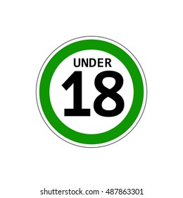 Yes! For children under 18 years. The icon with a green contour on a white background. For any use. Warns. Vector.