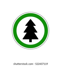 YES! Christmas tree sign. Vector illustration. The icon with a green sign on a white background. For any use. Warns.