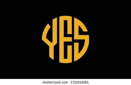 YES Circle Emblem Abstract Monogram Letter Mark Vector Logo Template