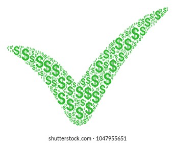 Yes collage of dollars. Vector dollar currency symbols are organized into yes collage.