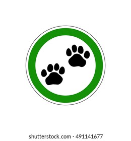 YES! Come with animals sign. The icon with a green sign on a white background. For any use. Vector.
