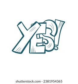 yes comic pop text emotional speech sound vector hand drawn doodle 