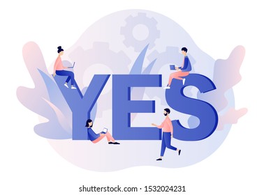 Yes consept. Decision making. Modern flat cartoon style. Vector illustration