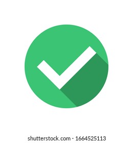 Yes, correct or approved sign in flat design with shadow. Vector EPS 10