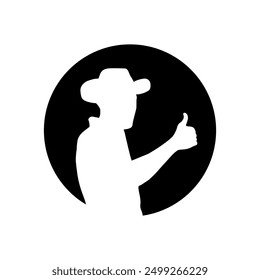 yes cowboy 
silhouette isolated on white background