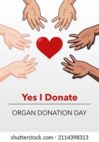 Yes I Donate, Organ Donation Day Banner, Poster Vector. Organ Donor Concept Background