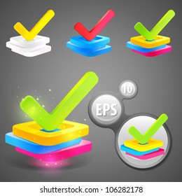 Yes done tick over check boxes stack, eps10 vector icon set