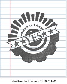 Yes emblem with pencil effect