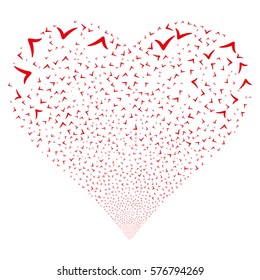 Yes fireworks with heart shape. Vector illustration style is flat red iconic symbols on a white background. Object salute organized from scattered icons.