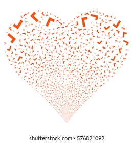 Yes fireworks with heart shape. Vector illustration style is flat orange iconic symbols on a white background. Object love heart constructed from confetti design elements.