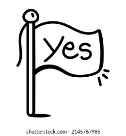Yes flag hand drawn icon is visually perfect 

