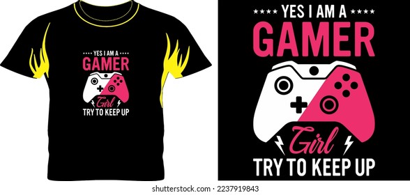 yes i am a gamer t shirt graphic design vector illustration 