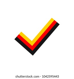 Yes Germany sign. Graphical representation of ' Yes we can ' phrase. Check mark styled as germany flag. German elections, voting and approval symbol. 