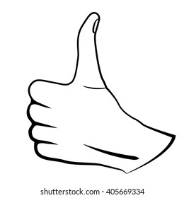 Yes gesture. Thumbs up.  Contour arm. Vector Illustration.