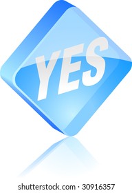 Yes glass button. Vector illustration.