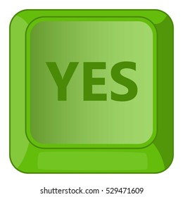 Yes green button icon. Cartoon illustration of yes green button vector icon for web
