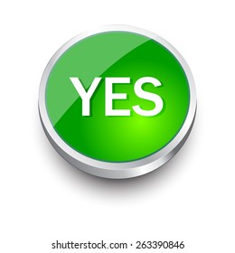 yes green button. vector icon. 