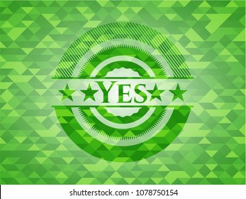  Yes green emblem with mosaic background