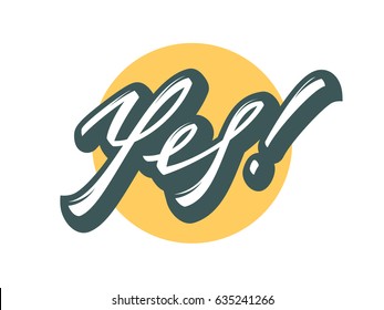 YES hand lettering. Dynamic vector brush lettering logo isolated on white. 