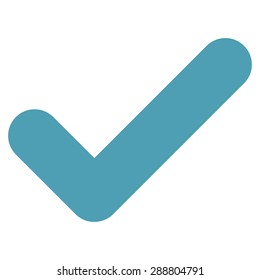 Yes icon from Business Bicolor Set. This flat vector symbol uses cyan color, rounded angles, and isolated on a white background.