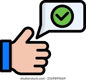 Yes Icon Lineal Color Vector Illustration