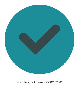 Yes icon from Primitive Round Buttons OverColor Set. This round flat button is drawn with soft blue colors on a white background.