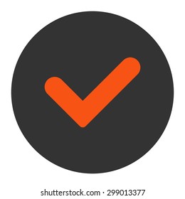 Yes icon from Primitive Round Buttons OverColor Set. This round flat button is drawn with orange and gray colors on a white background.