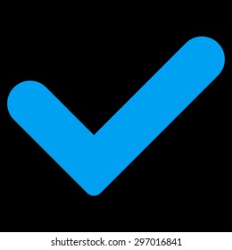 Yes icon from Primitive Set. This isolated flat symbol is drawn with blue color on a black background, angles are rounded.