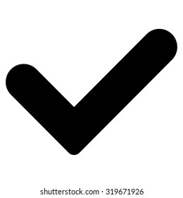 Yes icon from Primitive Set. This isolated flat symbol is drawn with black color on a white background, angles are rounded.