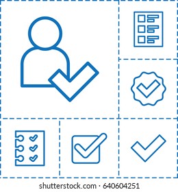 Yes icon. set of 6 yes outline icons such as checklist, add user