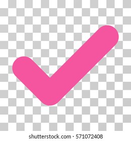 Yes icon. Vector illustration style is flat iconic symbol, pink color, transparent background. Designed for web and software interfaces.